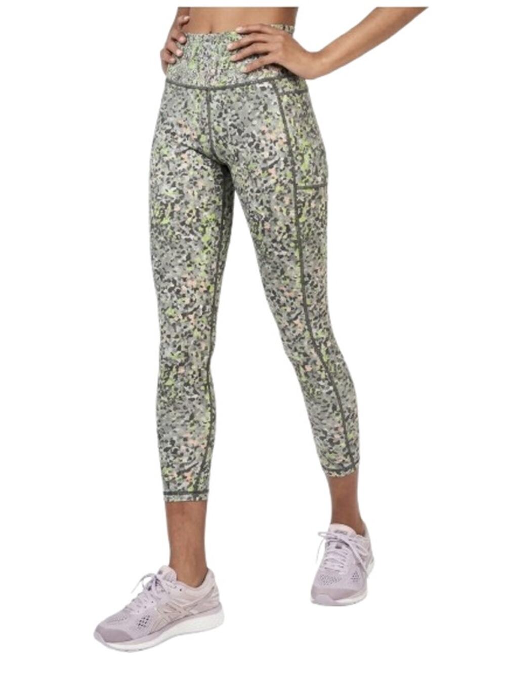 Sweaty Betty The Super Sculpt High Waisted 7/8 Leggings Green Alert Pebble XS